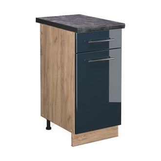 Vicco Armarios De Cocina Fame-line, Azul Oscuro Alto Brillo, 40 Cm, Et Antracita Vicco