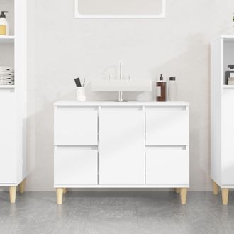 vidaXL Armario Para Lavabo Madera Contrachapada Blanco 80x33x60 Cm Vidaxl