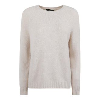 Max Mara Blauwe Alpaca Blend Trui - Dames - Ronde hals truien - Wit - XS - Katoen - Truien & Vesten