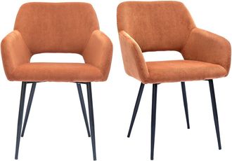 Miliboo Miliboo - Set De 2 Sillas De Pana Terracota Y Metal Negro Laurette