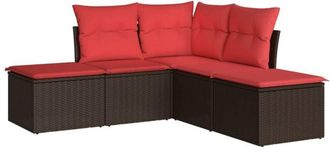 vidaXL Vidaxl - 5 Piece Garden Sofa Set with Cushions Brown Poly Rattan