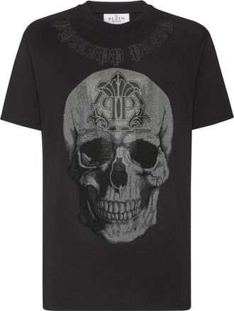 Philipp Plein T-shirt Ronde Hals SS Gothic Banner - Heren - T-shirts - Zwart - 4XL - Katoen - Tops
