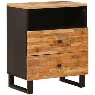 vidaXL Bed cabinet with Drawer Brown 50 x 33 x 62 cm Solid Mango Wood vidaXL