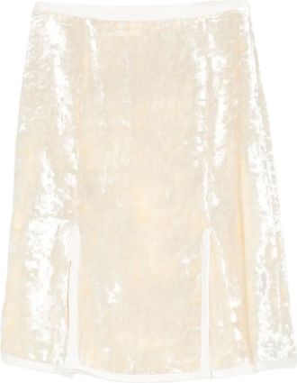 Jil Sander velvet-finish midi skirt - Neutrals
