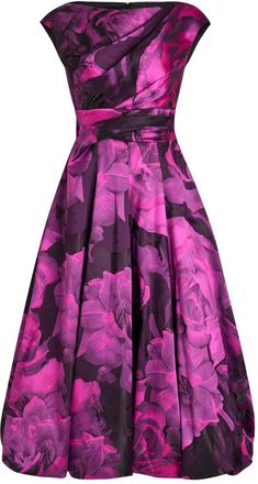Talbot Runhof Floral-jacquard Satin-twill Midi Dress - Pink - 42 (UK16 / XL)