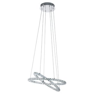 Loops Pendant Light Colour Chrome Plated Steel Shade Clear Crystal Bulb LED 29.6W Incl in Metallics