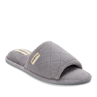 Dearfoams Beatrice Quilted Microfiber Terry Shower Slide Slipper in Medium Grey at Nordstrom, Size X-Large