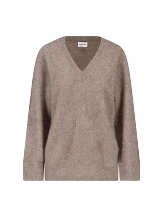 P.A.R.O.S.H. Beige Relaxed V-Neck Wool Sweater