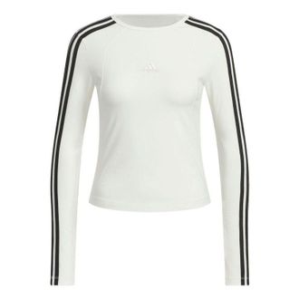 adidas (WMNS) adidas 3-Stripes Long Sleeves T-Shirt White JW4643