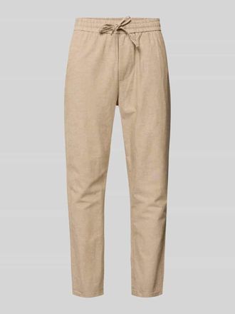 Only & Sons Tapered Leinenhose aus Baumwoll-Leinen-Mix Modell LINUS in Beige Melange, Gr&ouml;&szlig;e XXL