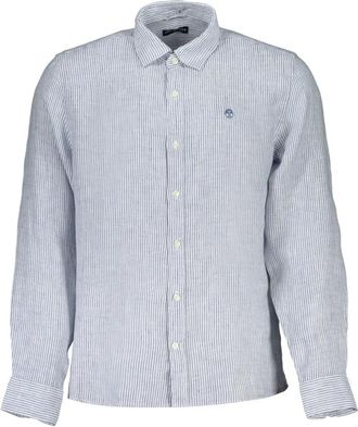 North Sails Casual Shirts, male, Blue, M, Blue Striped Long Sleeve Shirt with French Collar