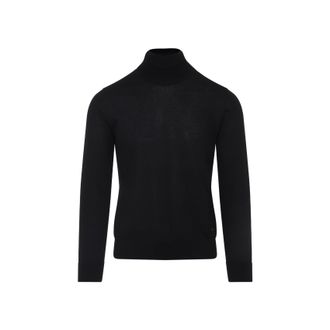 Brioni Black Cashmere And Silk Turtleneck Sweater-Uomo