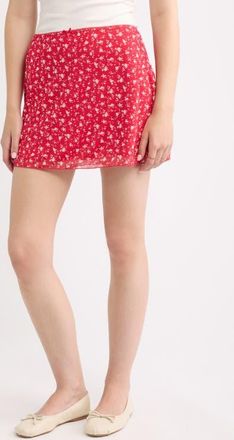 BP. Floral Mesh Miniskirt in Red- Ivory Jenna Rose at Nordstrom, Size Xx-Small