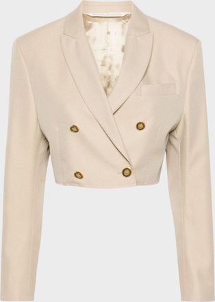 Palm Angels Womens Buttons Cropped Blazer Beige - Size Medium