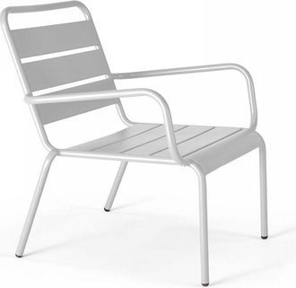 Oviala Oviala - Sillón de jardín bajo de acero blanco relajante - Palavas