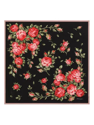 Dolce & Gabbana Foulard in seta con stampa bouquet di rose Dolce & Gabbana