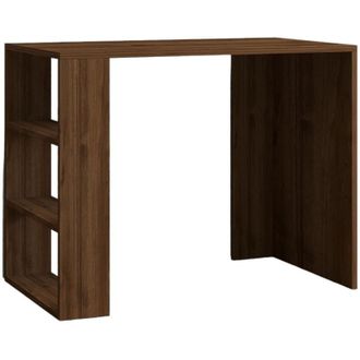 Dmora Scrivania Cancello, 3 Ripiani, 3 Vani, con Libreria, 90x50x70h cm Marrone Noce