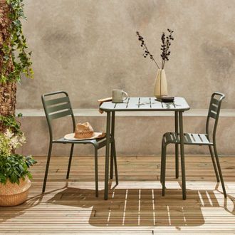 Sweeek Set tavolo da giardino in metallo con 2 sedie