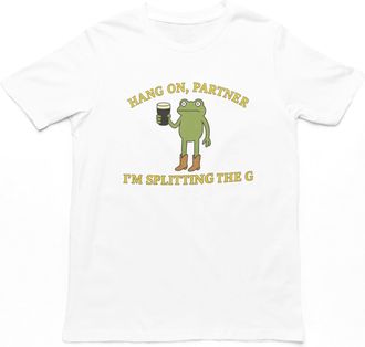 Generic Hang On Partner Im Splitting The G T-Shirt | Funny Mens Novelty Beer Top, Birthday Gifts for Him, Stout Gift White/Medium
