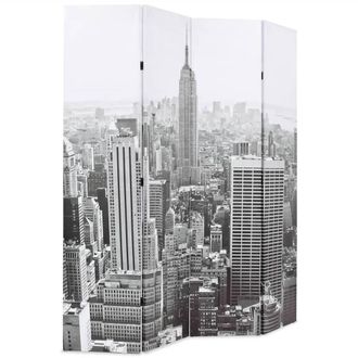 Berkfield Home Folding Room Divider 160x170 cm New York by Day Black & White