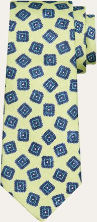 Kiton Mens Square Medallion Silk Tie