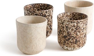 AM.PM Set van 4 kopjes in mat aardewerk, Rusty