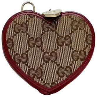 Gucci Beige Bordeaux Gg Canvas Leather Coin Purse/Coin Case (Pre-Owned)