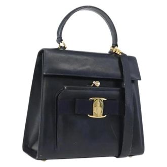 Ferragamo Pre-owned Handtas - Dames - Vintage Handtas - Blauw - ONE Size - Leer - Vintage