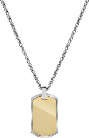 Geoffrey Beene Mens Stainless Steel Dog Tag Pendant Necklace in Gold at Nordstrom Rack