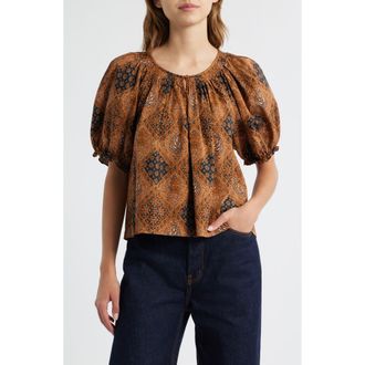 The Great. The Moorland Puff Sleeve Top in Geo Bandana Print at Nordstrom Rack, Size 2 (Fits Like 8-10 Us)