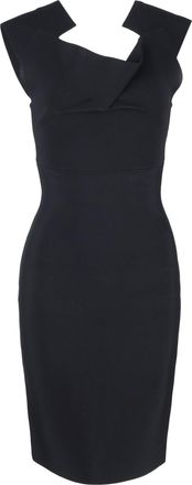 Roland Mouret Draped Neck Detail Cap Sleeve Dress in Black Viscose