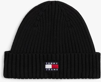 Tommy Hilfiger Mens Tommy Jeans Badge Rib Knit Beanie - Black