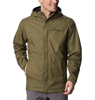 Columbia Regenjacke COLUMBIA WATERTIGHT II JACKET, Herren, Gr. L, gr&uuml;n (stone gr&uuml;n), Web, Obermaterial: 100% Nylon, hoch geschlossener Ausschnitt, eingesetzt e