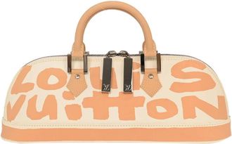 Louis Vuitton Alma Handbag Limited Edition Graffiti Leather Beige Leather Handbag (Pre-Owned)