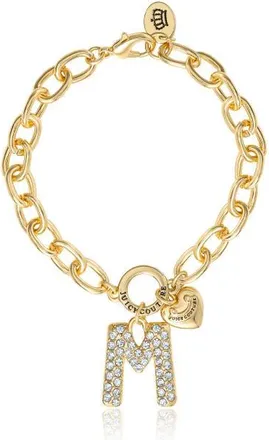 Juicy Couture Pav&eacute; Initial Charm Bracelet, 7.5 Gold Tone Link in Letter M at Nordstrom
