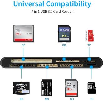 OEM Lector De Tarjetas Sd Multifunci&oacute;n 7 En 1 Compacto Con Usb-c Y Usb 3.0, Admite Operaciones Simult&aacute;neas De Lectura Y Escritura Y Viene Con Una Garant&iacute;a