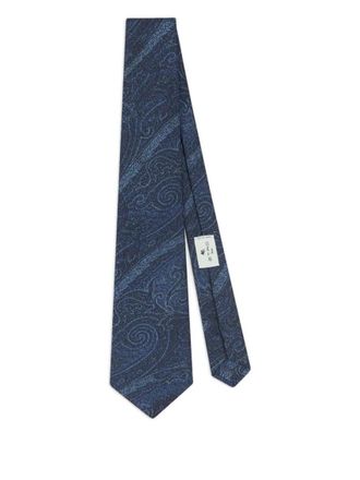 Etro Navy Blue Arnica Motif Tie