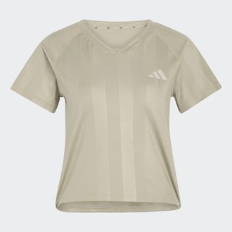 adidas T-Shirt ADIDAS PERFORMANCE HYPERGLAM 3-STREIFEN EMBOSS, Damen, Gr. XL, wonder cargo, Obermaterial: 88% Polyester, 12% Elasthan, V-Ausschnitt, Shirts T