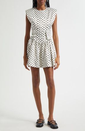 Ganni Print Dot Corset Minidress in Egret at Nordstrom, Size 10-12 Us