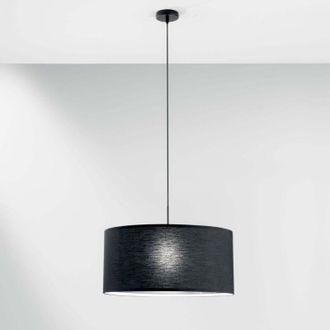 Luce-Ambiente-Design Luce Ambiente E Design - Sospensione capital in metallo con diffusore in tessuto nero 150x53 cm