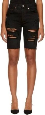 Levi's 501 Slouch Ripped Black Button Fly Jeans