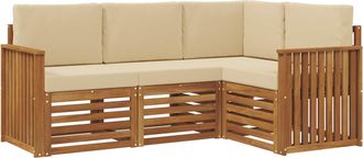 vidaXL Conjunto De Sof&aacute;s De Exterior 4 Uds. Natural Y Beige Poli&eacute;ster Vidaxl
