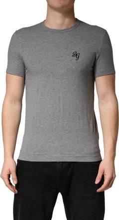 Dolce & Gabbana Gray Dg Logo Crew Neck Men Underwear T-Shirt Cotton Elastane