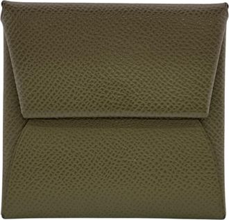 Herm&egrave;s Bastia Etoupe Gray Epsom Leather Coin Purse/Coin Case (Pre-Owned)