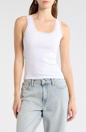 Abound Lace Trim Tank Top in White at Nordstrom Rack, Size X-Large