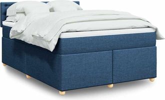 vidaXL Cama Box Spring Con Colch&oacute;n Tela Azul 140x190 Cm Vidaxl