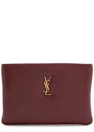 Saint Laurent Calypso Small Padded Leather Pouch - Burgundy - One Size