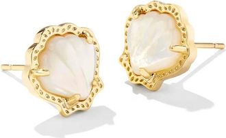 Kendra Scott Brynne Shell Stud Earrings In Gold
