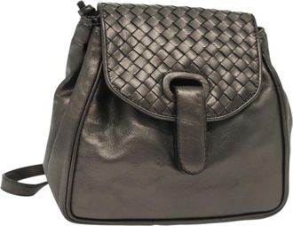 Bottega Veneta Intrecciato Backpack Patent Leather Metallic Leather Backpack Bag (Pre-Owned)