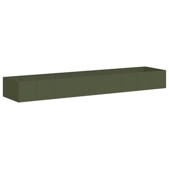Berkfield Home Planter Olive Green 360x80x40 cm Steel | Size: 360 x 80 x 40 cm
